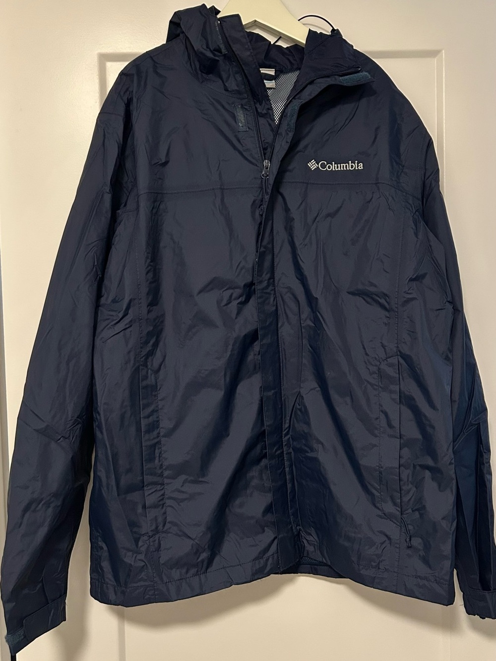 Columbia Navy Hooded Rain Jacket